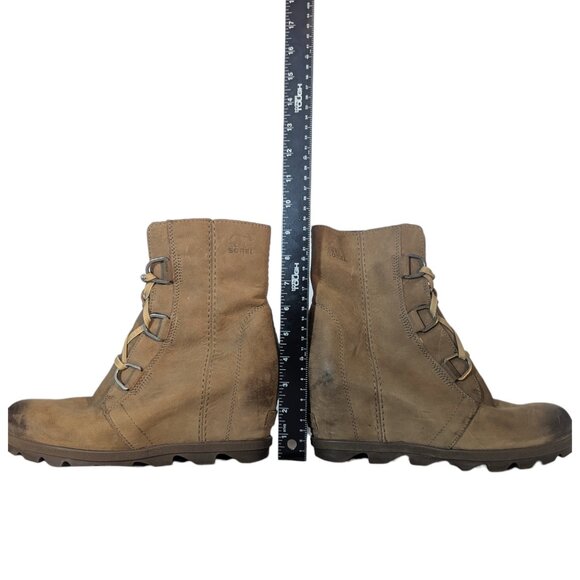 Sorel tan wedge high heel lace-up boot - Picture 11 of 12